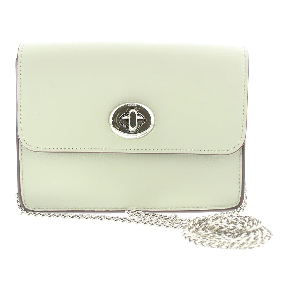 Coach Bowery Chalk Gold Chain Crossbody Leather Shoulder Purse